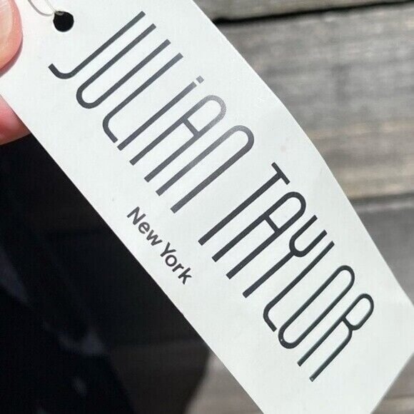 NEW (w/tag) VINTAGE Black Julian Taylor Big Shoulder Midi Dress 14 - Picture 11 of 12